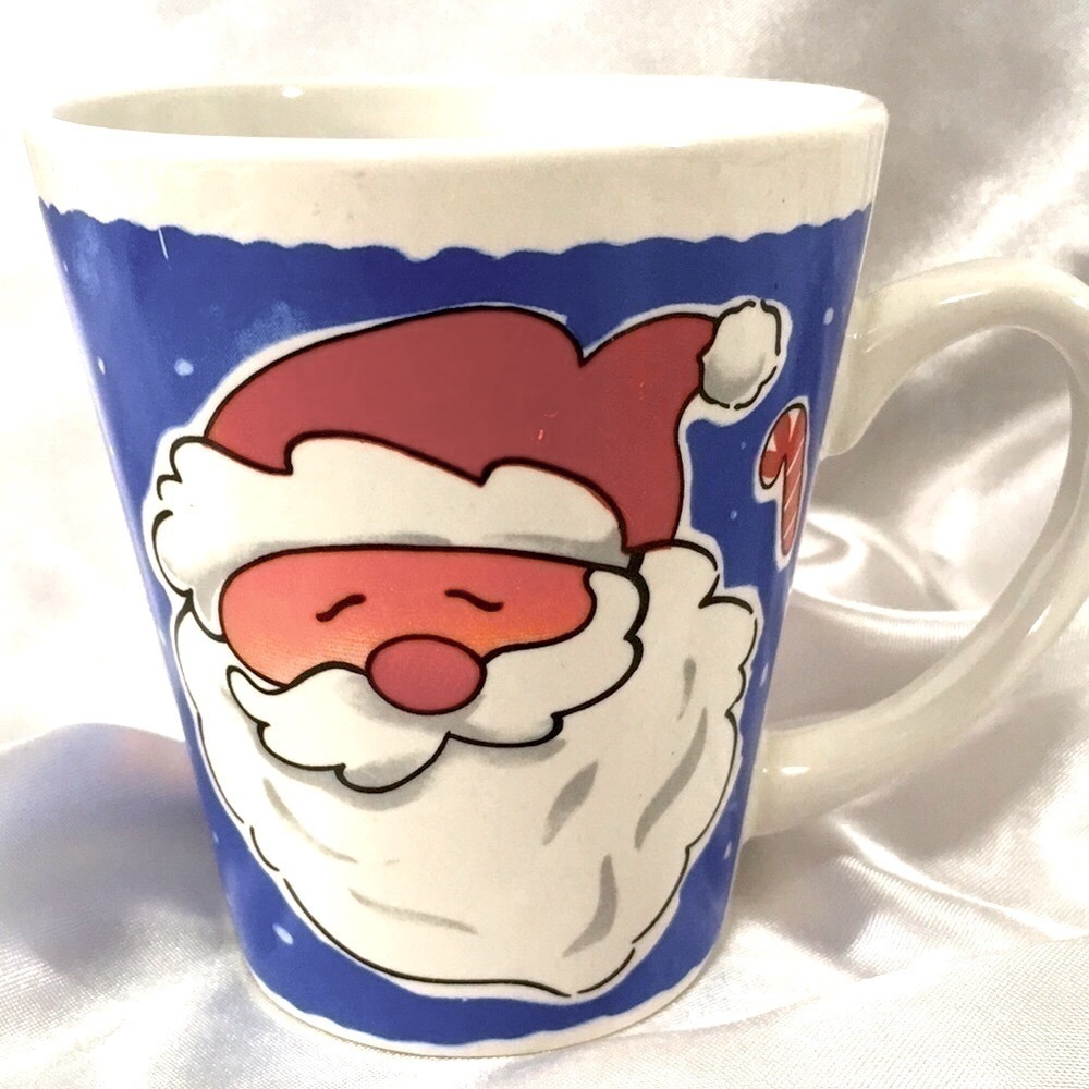 Vintage Blushing Santa Ceramic Face Coffee Mug 4"